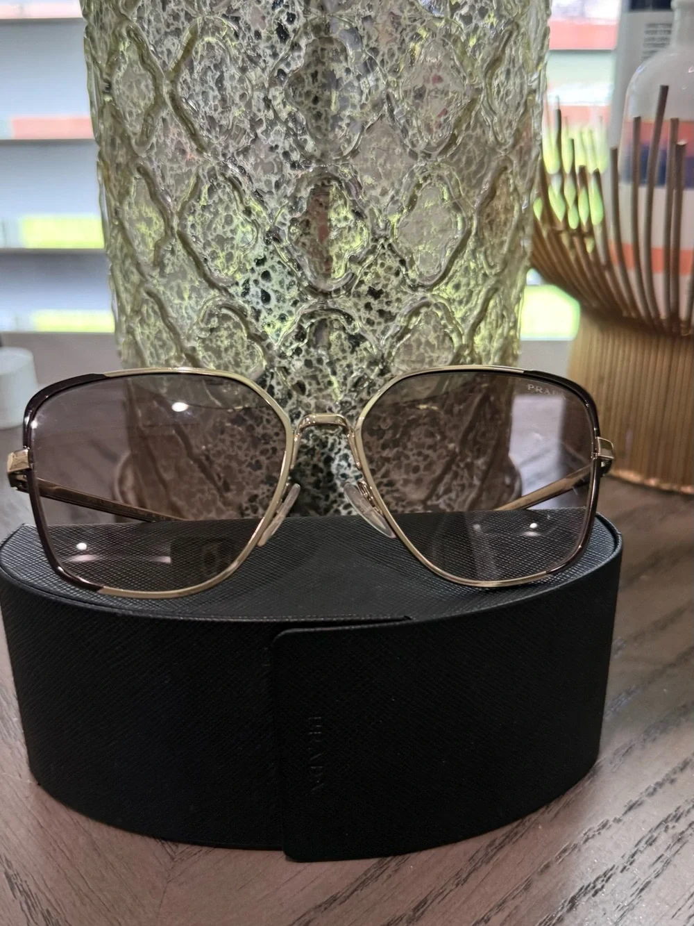 Prada SPR 60X Gold Brown Sunglasses